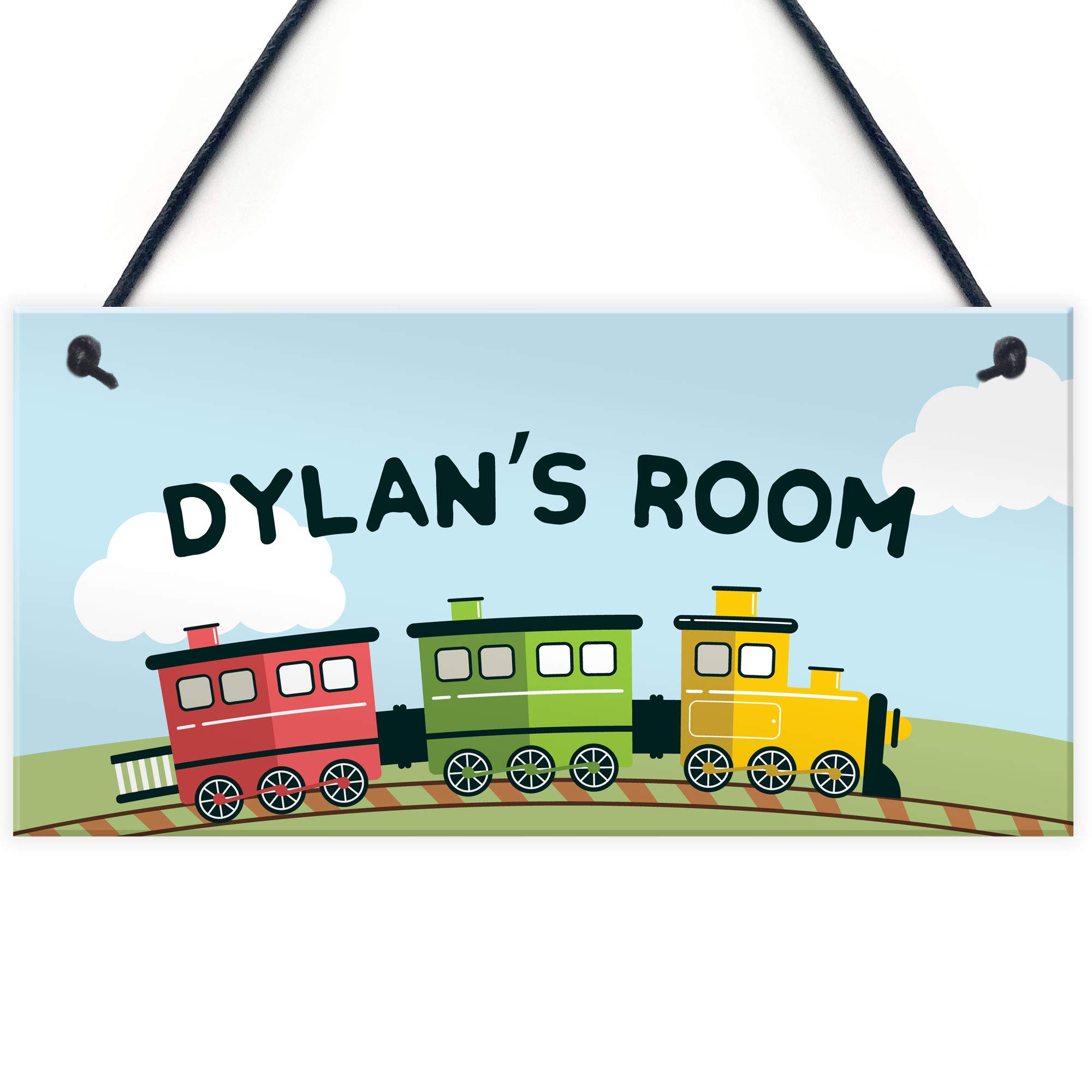 Red Ocean Name Plaque Door Nursery Bedroom Sign Train Gift Boys Children Xmas Gift