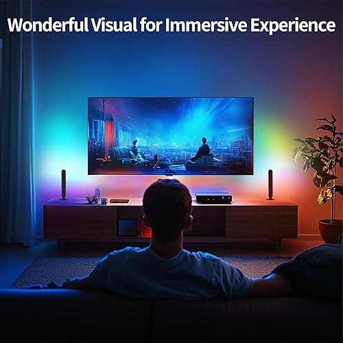 Miniatura 4 de BASON LIGHTING Barras de luz inteligentes, luces LED inteligentes RGB-ICW con sincronización de música, luz de escritorio RGB Bluetooth, luces de