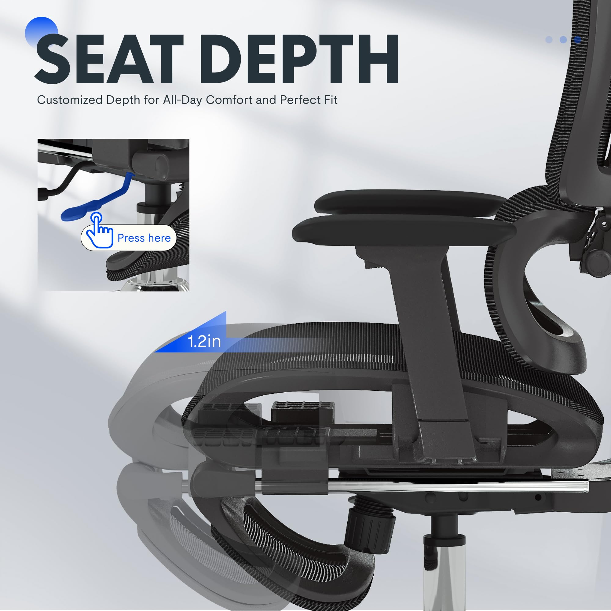 FLEXISPOT ErgoX Ergonomischer Bürostuhl mit Fußstütze 3D-Armlehnen 3D-Kopfstütze 5D-Rückenlehne Atmungsaktiver Sitz 136 kg Schwarz