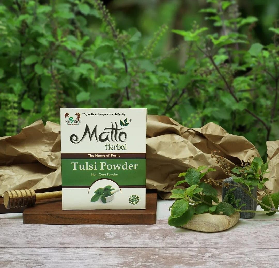 Matto Herbal Tulsi Leaf Powder (100 Gm) - Organic Holy Basil Leaves | Tulsi Powder for Hair |-image-10
