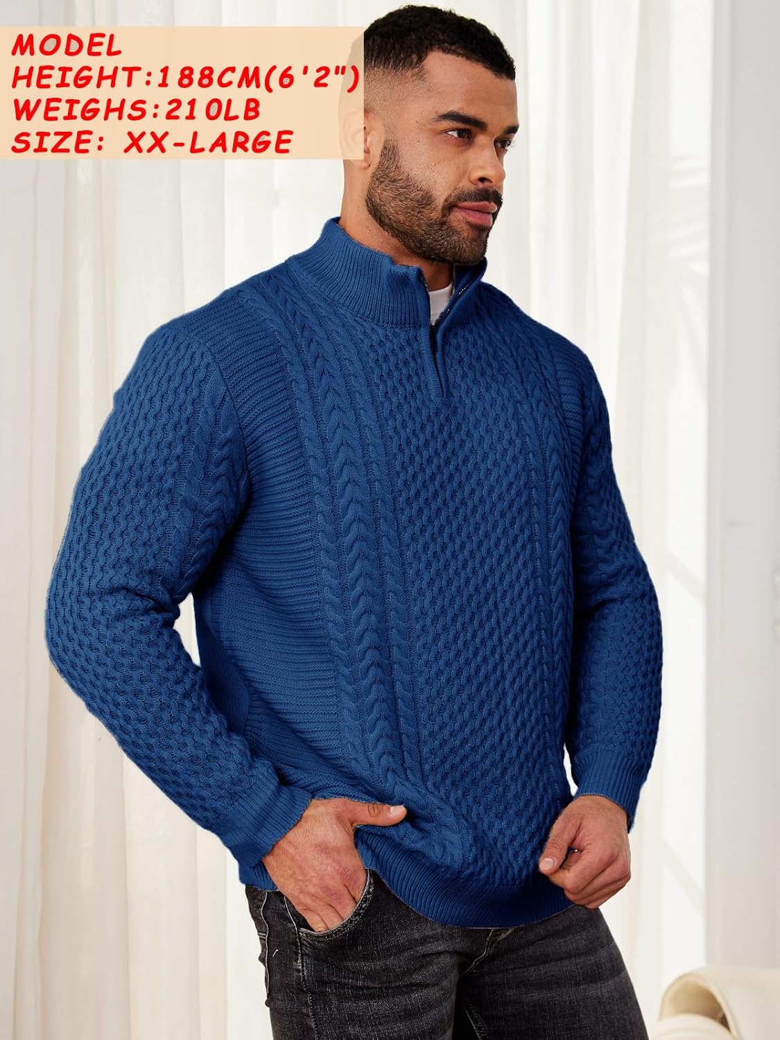 Men's Irish Fisherman Sweaters Cable Knit Half Zip Jacquard Pullover Sweater - Image 4