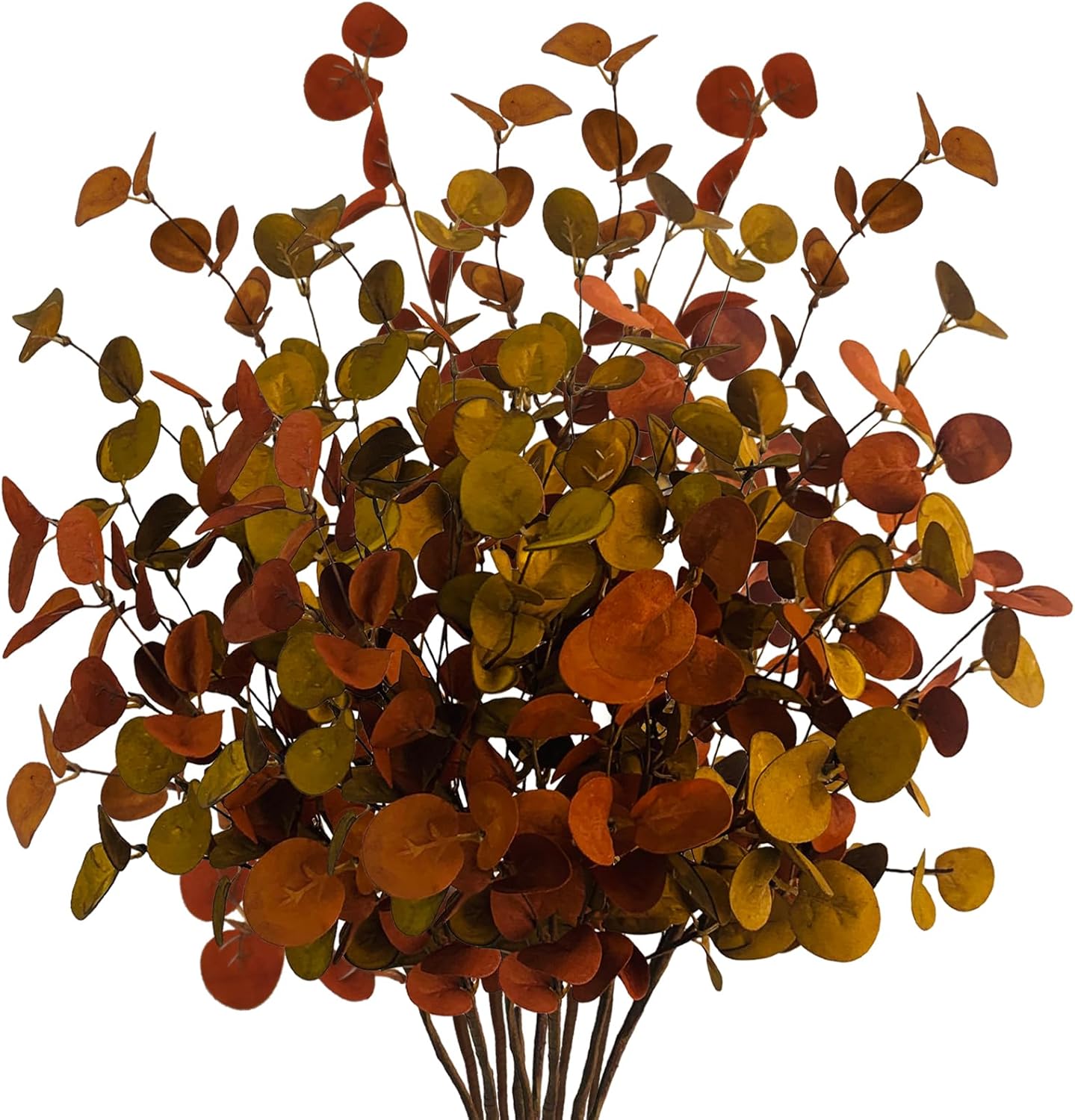 12 Pcs Artificial Fall Eucalyptus Stems, 26.7" Fall Eucalyptus Leaves Greenery Stems Plants for Home Fall Floral Arrangement Wedding Party Autumn Thanksgiving Table Centerpiece Decorations
