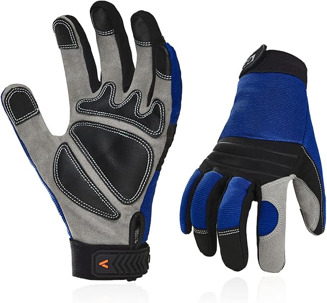 Vgo... Safety Work Gloves,Builder Gloves,Gardening Gloves,Light Duty Mechanic Gloves(SL7621,Blue,L,1Pair)
