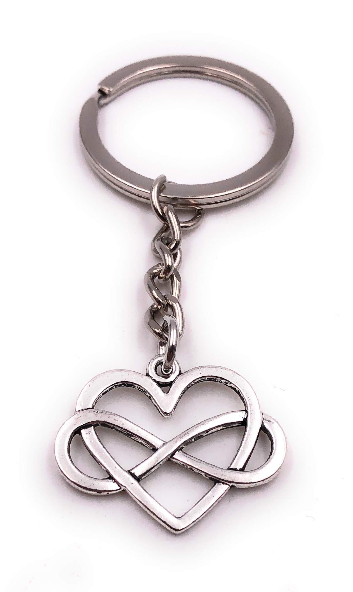 H-Customs Silver Heart Love Couple Symbol Infinity Sign Hollow Key Chain Pendant