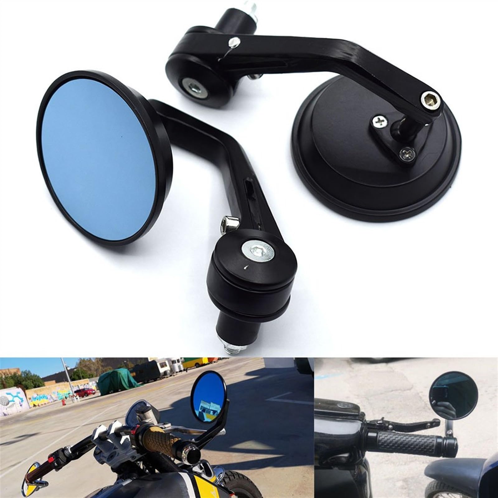 Rétroviseurs Latéraux Moto Triumph Bonneville SE T100 T120 Sprint - Rétroviseurs Guidon 360° Fibre Carbone Aluminium - Paire Gauche Droite