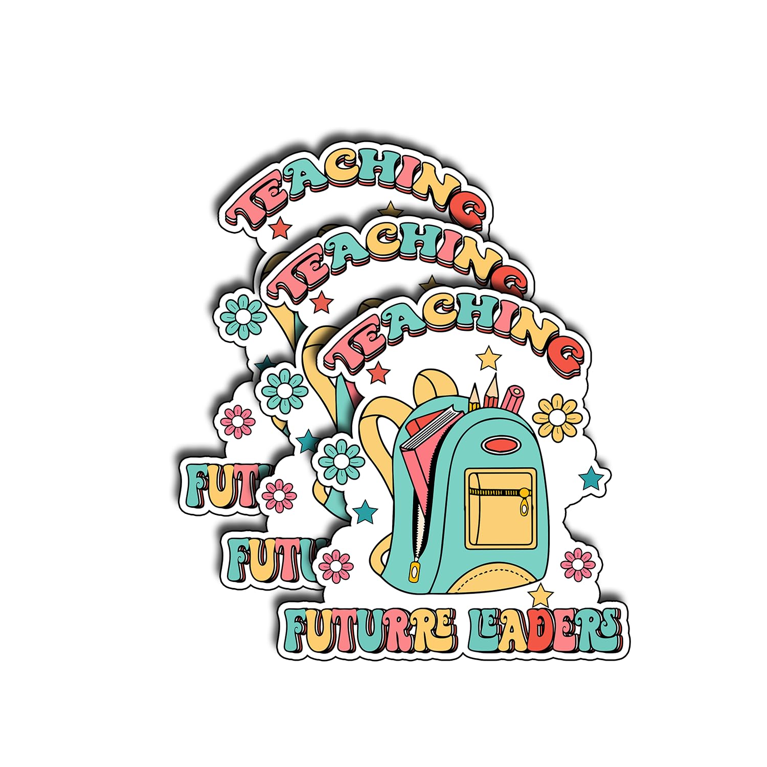 (3Pcs) Teaching Future LeadersSticker, Back to School Gifts for Teacher Decorate Books,Phone, Laptops, Water Bottles Kindles, Waterproof Vinyl Decals Funny Teaching Stickers 3x2.7 Inch