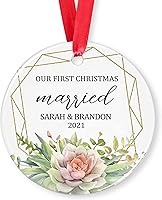 Vista 8 de Adorno personalizado para casados, adornos de Navidad, adorno de compromiso, adorno de boda, regalos de boda, regalos de boda, regalos