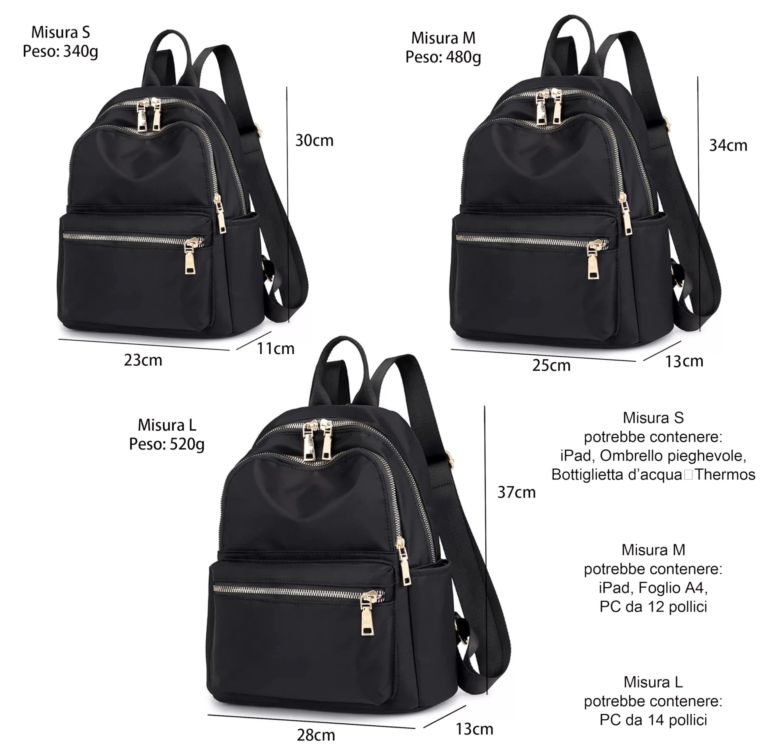Zaino Donna Zainetto Borsa a Spalla Borse a Mano Leggero Casual Multi-tasche Zainetto Tasca anti-furto per Viaggio Scuola Lavoro Shopping Misura M KM4