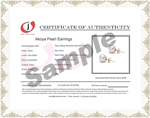 Miniatura 4 de 0.197-0.394 in Akoya japonesa Cultivada Perla Pendientes Stud para Mujer AAA Blanco Pendientes Plata Sterling Silver Setting - Orien Jewelry