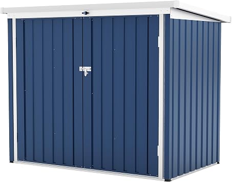 Outdoor Trash Can Storage Box with Lock Latch & Sloped Roof, Outdoor Storage Shed with Galvanized Steel Trash Bin Enclosure for Backyard, Patio & Garden Tool Organization