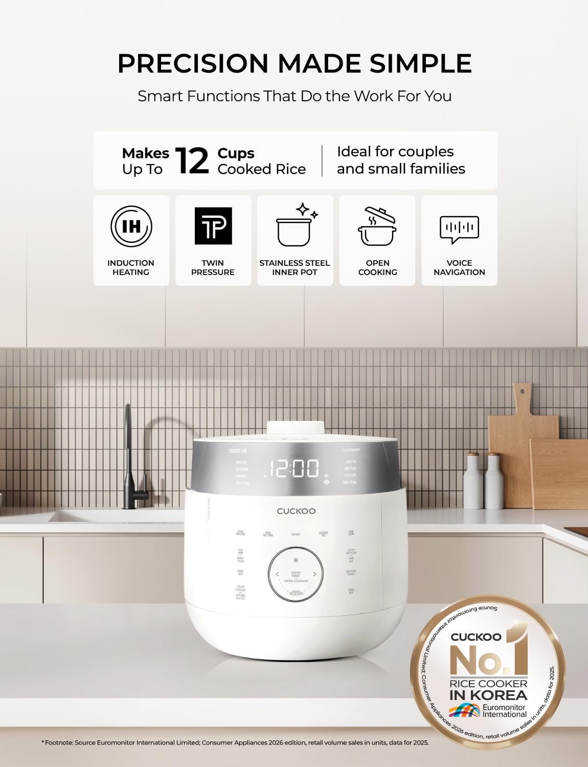 CUCKOO Twin Pressure Induction Rice Cooker, 12-Cup Cooked, CRP-LHTAR0609FW image 3