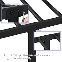 Vista 54 de Yaheetech Base de cama individual con plataforma de metal, base de colchón con cabecero y estribo, no necesita somier, almacenamiento debajo