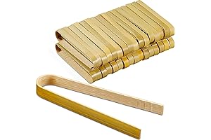 90 Pack Mini Bamboo Tongs 4 Inch Long Toast Tongs