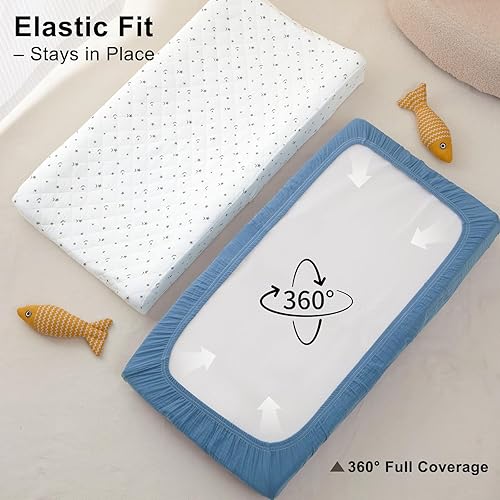 Miniatura 6 de Unicorn Castle Funda impermeable para cambiador, funda de muselina para cambiador, paquete de 2 fundas acolchadas para cambiadores de bebé de 32 x