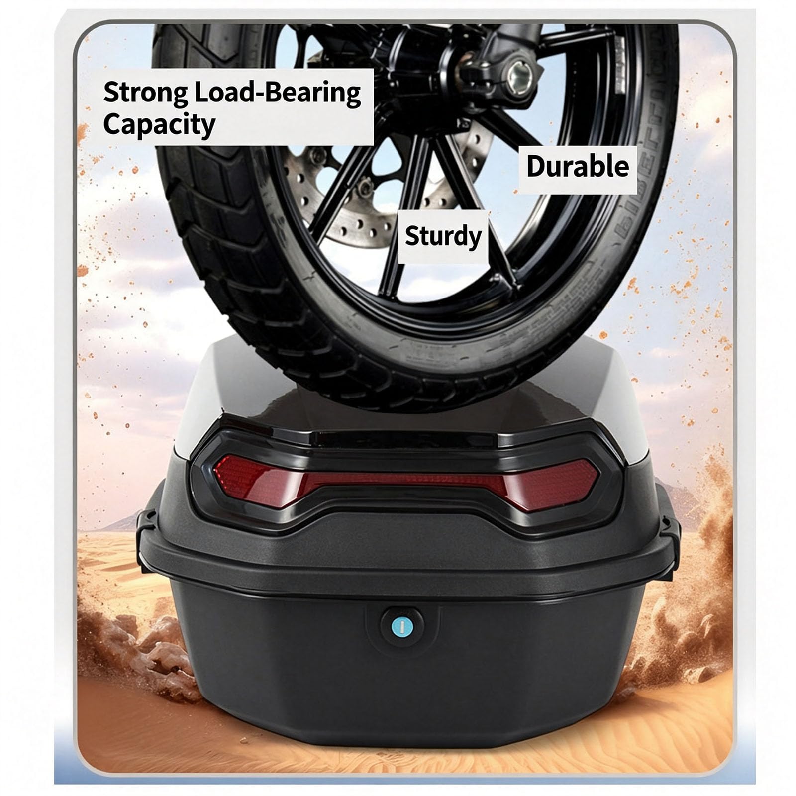 Top Case Scooter, Coffre Arrière Moto, Boîte de Rangement Scooter avec Serrure Antivol et Bande Réfléchissante, Grand Volume Boîte,C