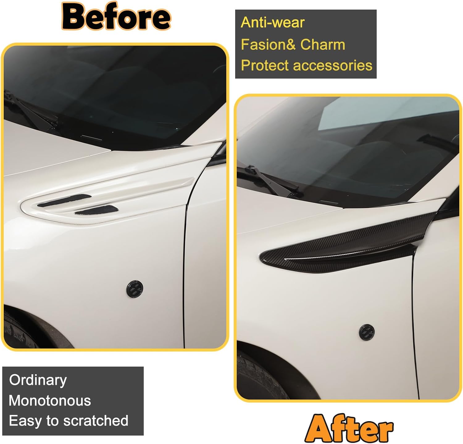 Fender Aero Fin Trim Stickers Decorative Air Flow Intake Hole Grille Spoiler, for Toyota 86 GT86 Scion FR-S and for Subaru BRZ 2012-2020, Side Fender Air Vent Grille made of ABS (Carbon fiber pattern)