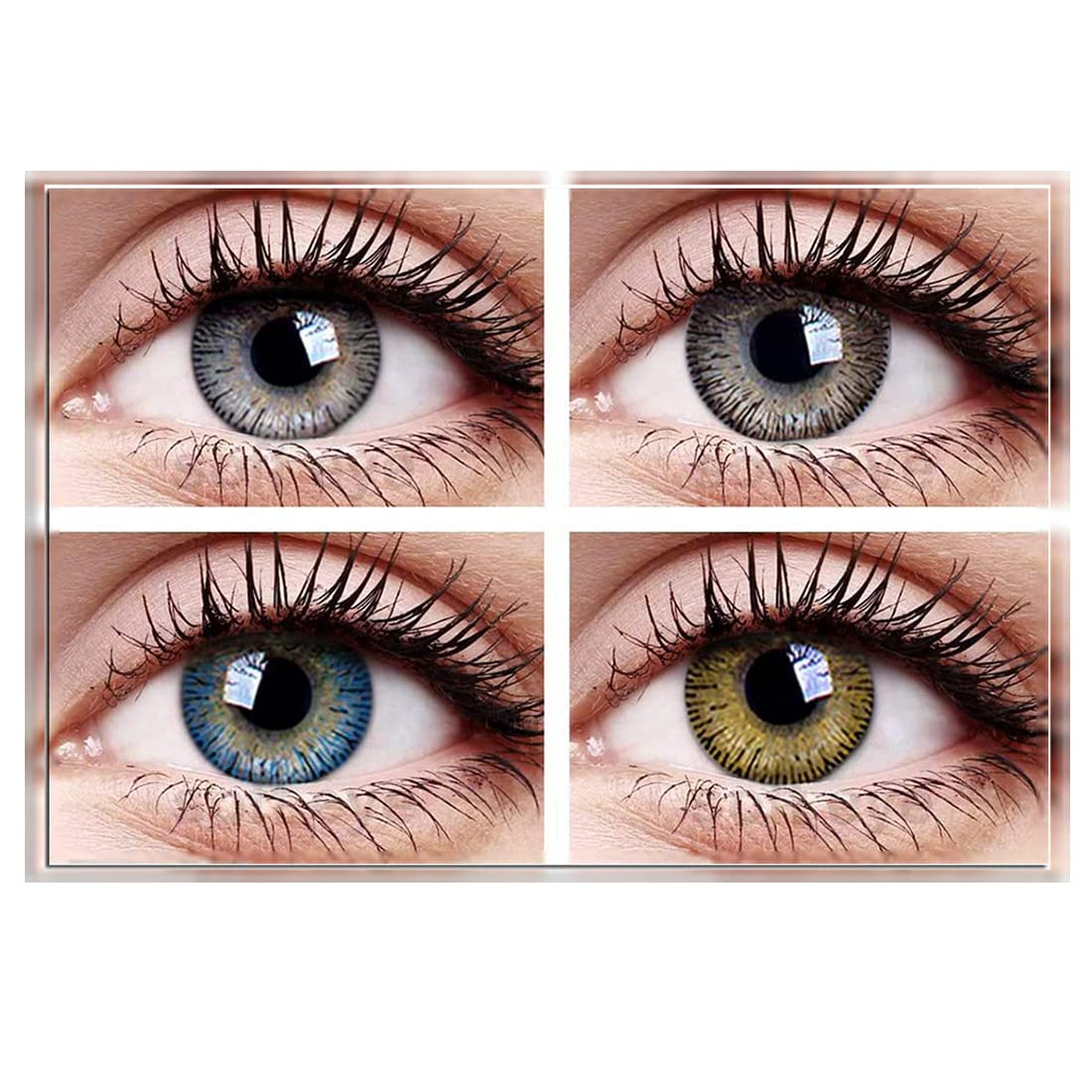 Diamond Eye Combo Pack of 4 Pair Monthly Colored Contact Lens Zero Power with Lens Case Aqua-Brown-Hazel-Grey-image-35