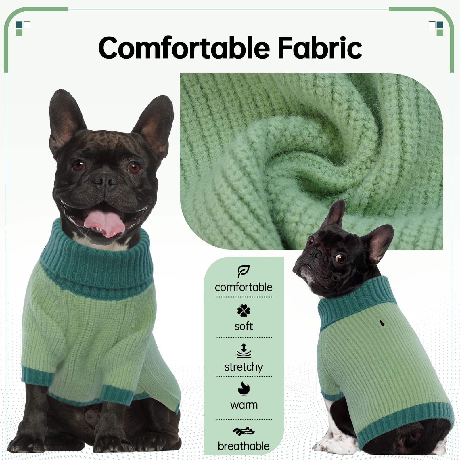 OUOBOB Dog Jumper for Medium Dogs, Thermal Turtleneck Knitted Ugly Christmas Sweater - Image 3