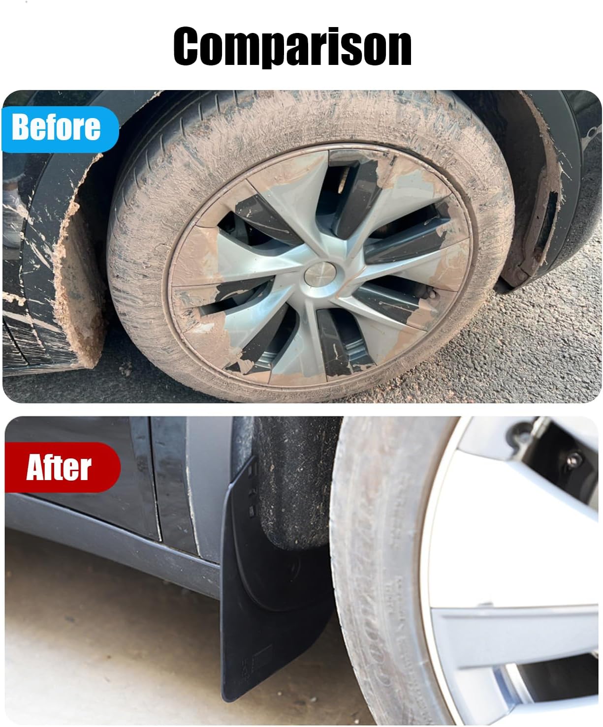 Upgrade 2025 Mud Guard for Tesla Model Y Juniper Accessories, All-Weather Splash Protection, Durable Mud Flaps Body Kits for Tesla Model Y 2019 2020 2021 2022 2023 2024 2025 - Image 6