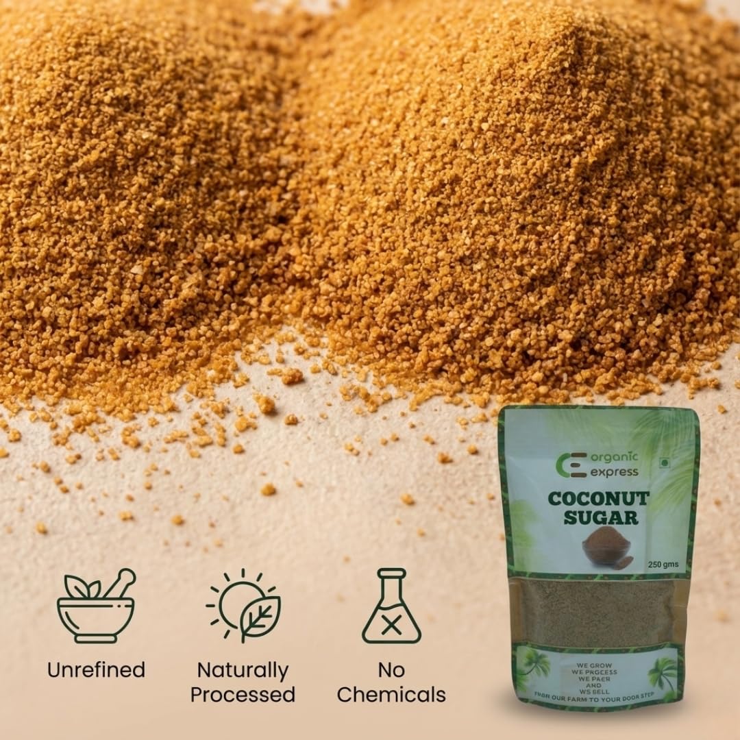 Organic Express Coconut Sugar Organic | 250 gram | Natural Sweatner | Recommended for Health concious and diebetic patient | Natural, Unrefined, Chemical free sugar 4