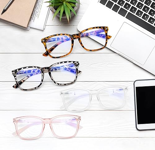 Miniatura 7 de Paquete de 5 lentes de lectura con bloqueo de luz azul, para leer frente a la computadora, cuadrados de moda, para mujeres y hombres, anteojos nerd
