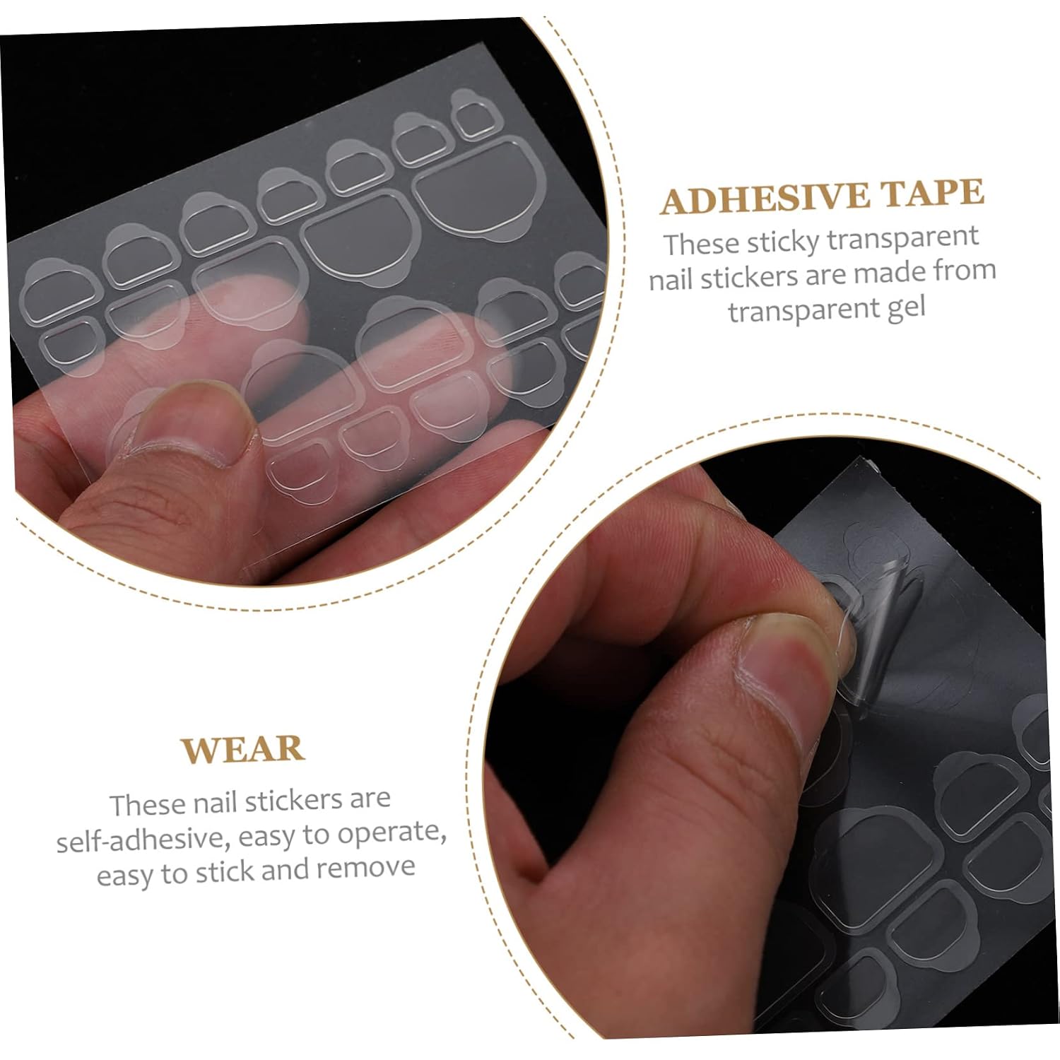 Ipetboom 20sheets Nail Adhesive Tabs for False Nails Transparent Easy to Use Invisible and Safe for Home Manicure