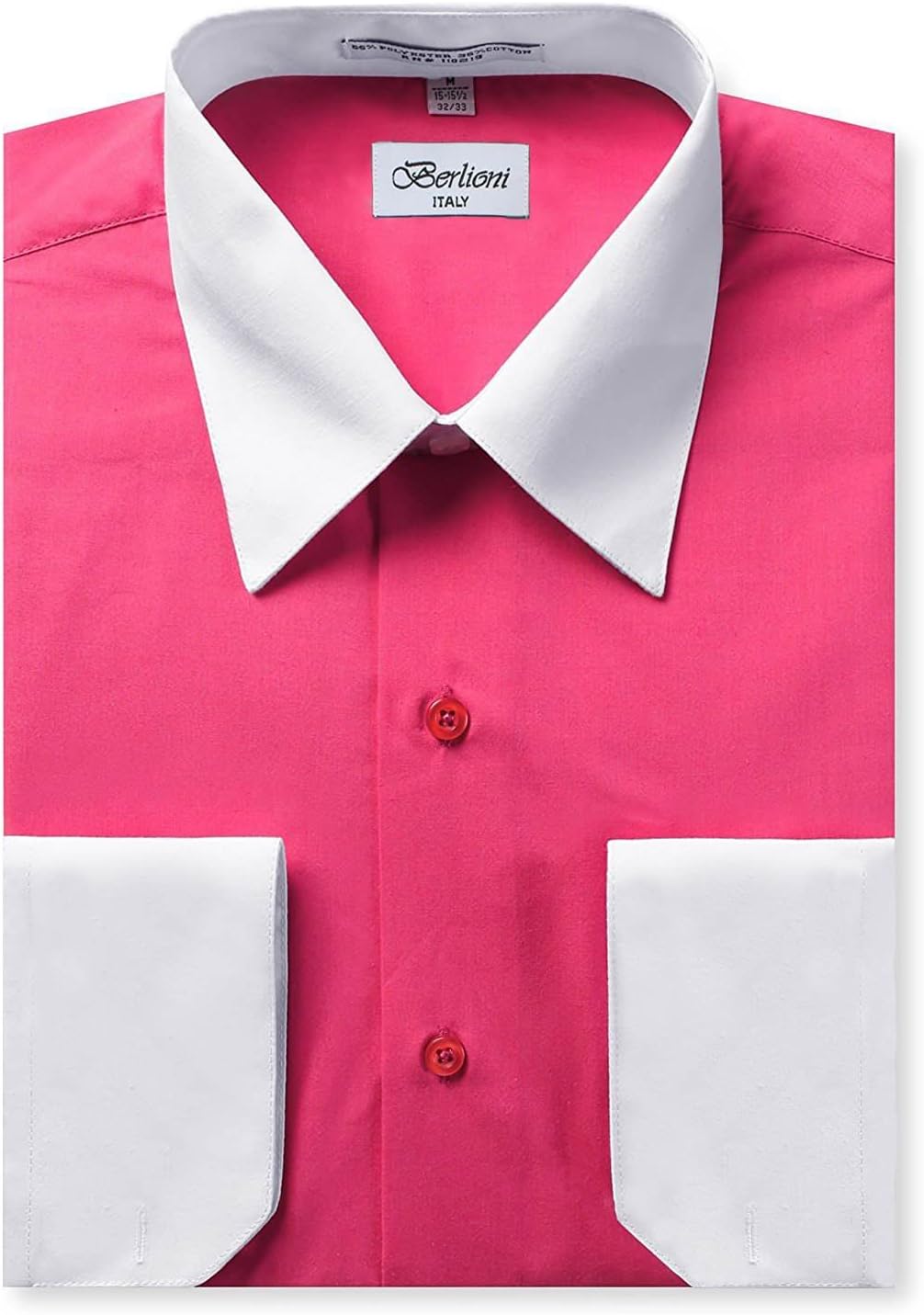 Italy Men's Long Sleeve Two Tone Premium Dress Shirt
