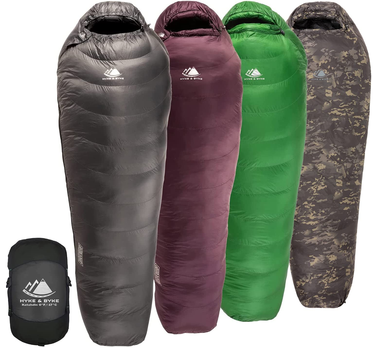Hyke & Byke Katahdin 32 F Hiking & Backpacking Sleeping Bag - 4 Season, 625FP Ultralight Sleeping Bag - Water Resistant