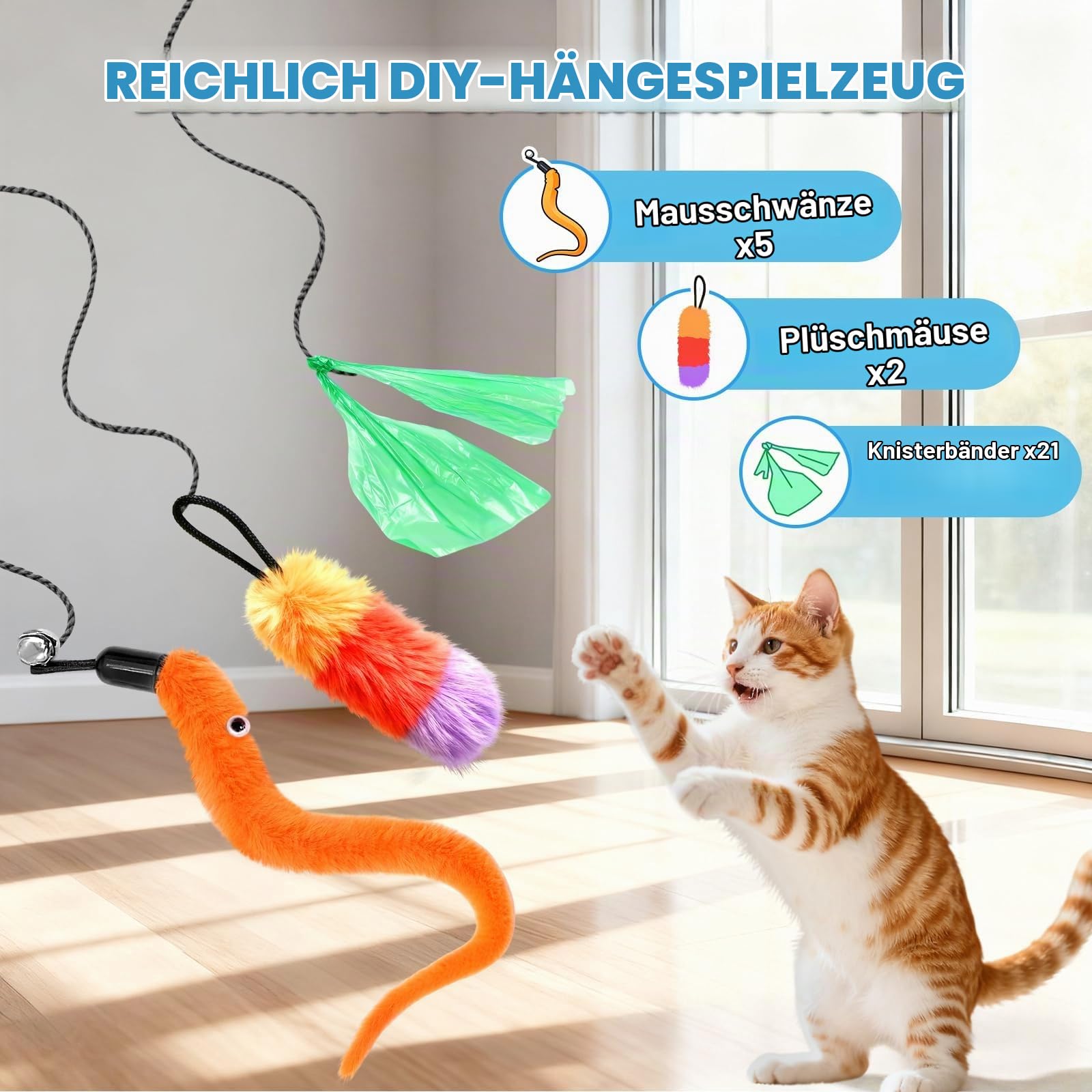 Elektrisches Katzenspielzeug & Intelligenzspielzeug für Katzen, Automatisch/Fernbedienbares Interaktives Katzenspielzeug für Hauskatzen mit Einstellbarer Geschwindigkeit, Realistischen Mäusegeräuschen