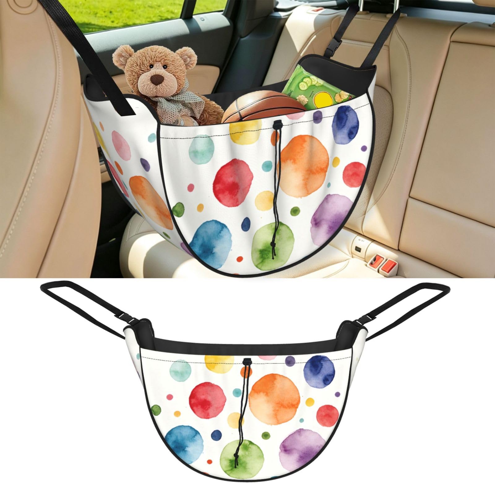 Cntdbu Black Color Drops Art Car Seat Organizer-Backseat Storage Bag For Travel
