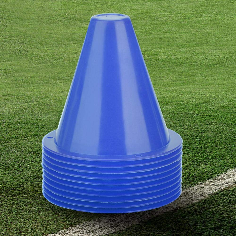 Lot De 10 Plots D'entraînement De Football - Cônes En Plastique, Base Carrée Stable - Pour Dribble, Slalom, Entraînement - 9