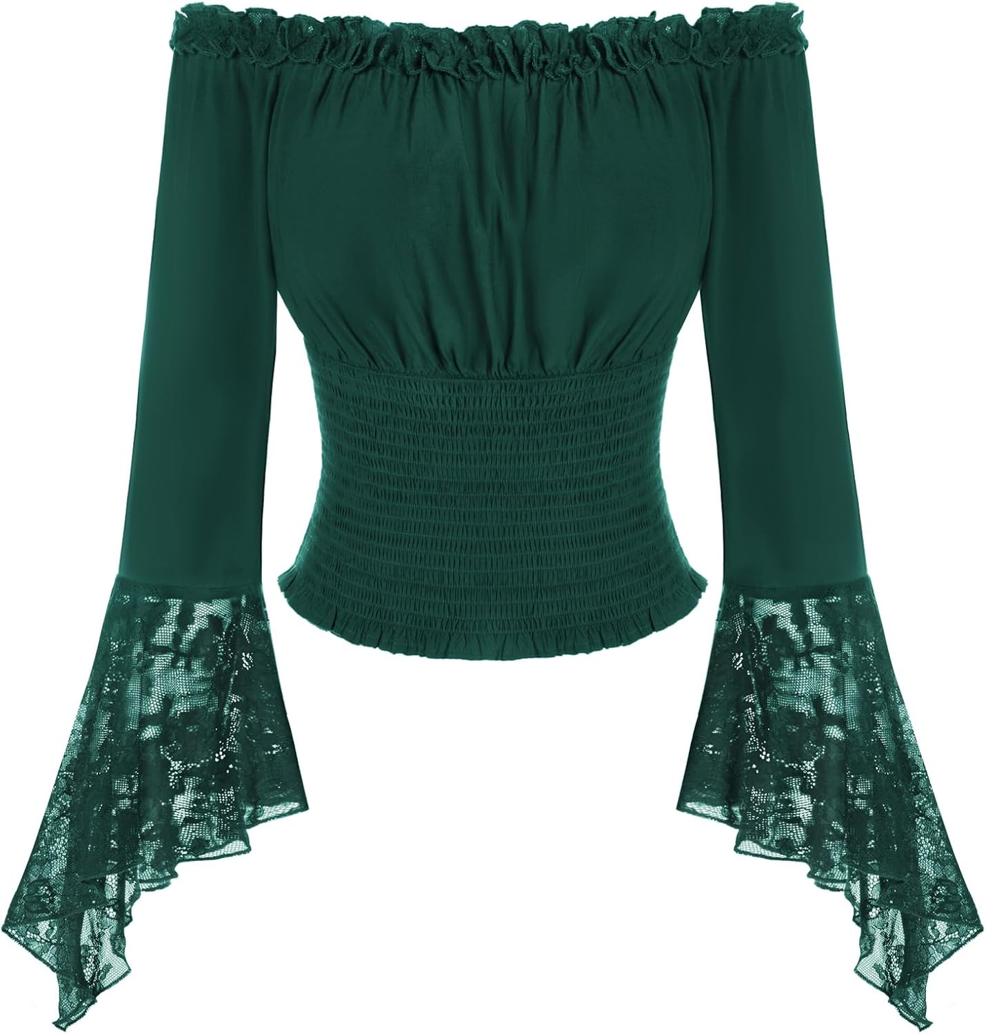 Scarlet Darkness Renaissance Shirt Women Bell Sleeve Off The Shoulder Pirate Blouse Peasant Dressy Top