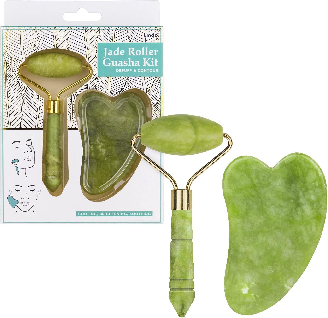Lindo Jade Roller Guasha Kit - Premium Jade Roller and Guasha Kit