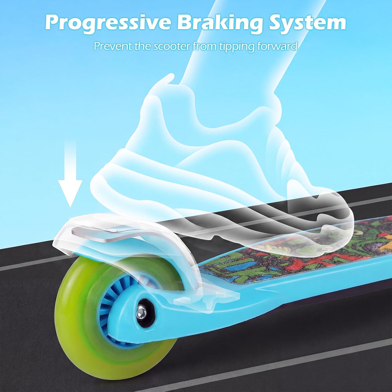 OLAKIDS Kids Kick Scooter with LED Front Wheels, 3-Level Adjustable Handlebars, Lean-to-Steer Design, Rear Foot Brake, Wide Anti Slip Deck, 3-Wheel Scooter for Kids Ages 2-5