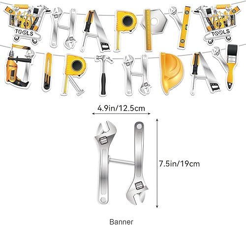 Miniatura 2 de Herramientas de decoración de fiesta, suministros de fiesta de cumpleaños, incluye caja de herramientas, pancarta de feliz cumpleaños, decoración de