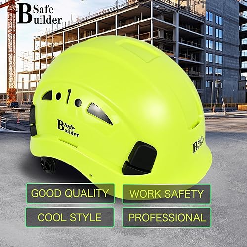 Miniatura 3 de SAFEBUILDER Casco de seguridad industrial con visera incorporada, casco duro ABS con visera ajustable, protección para la cabeza de construcción,