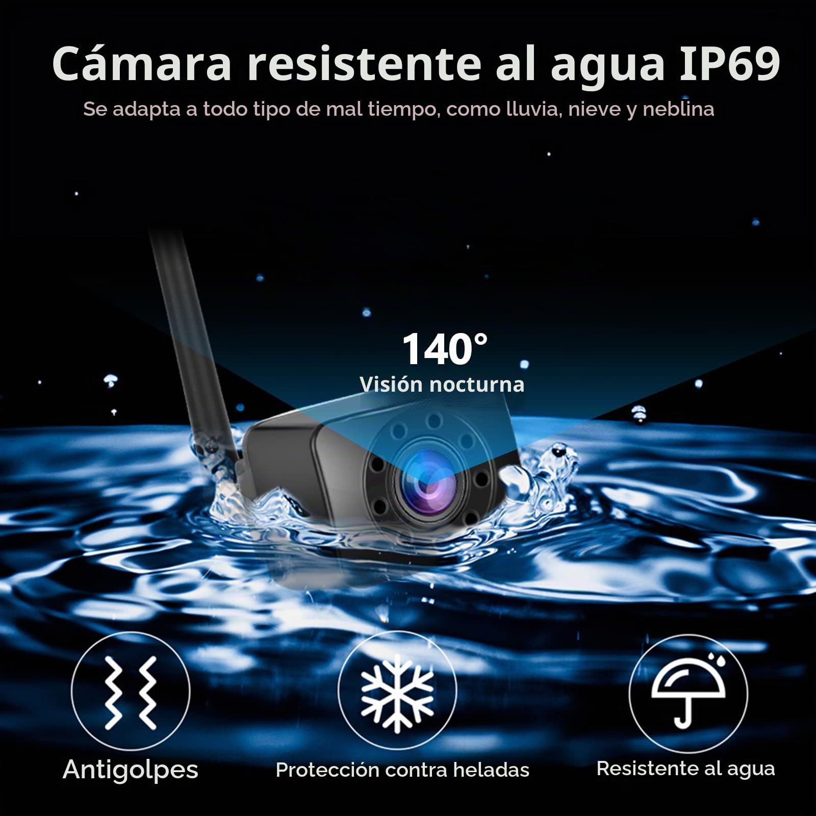 Hodozzy 4,3 Pulgadas Kit de Cámara Trasera Digital Inalámbrica con Monitor Pantalla IPS y Camara AHD Visión Nocturna Impermeable IP68 Cámara de Marcha Atrás Inalámbrico 12V para Automóviles Camiones