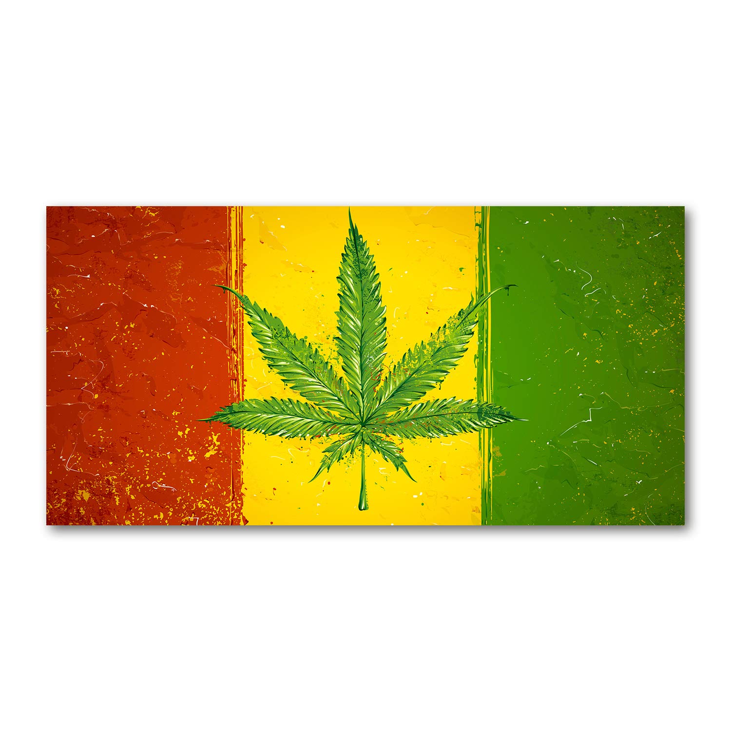 Drapeau Rasta sur verre 120x60 cm idéal pour habiller un grand mur vide