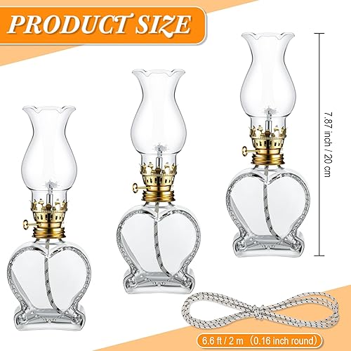 Miniatura 5 de Juego de 6 lámparas de cristal vintage de queroseno rústicas, lámparas de aceite, lámparas de aceite, lámpara de queroseno transparente, lámpara de