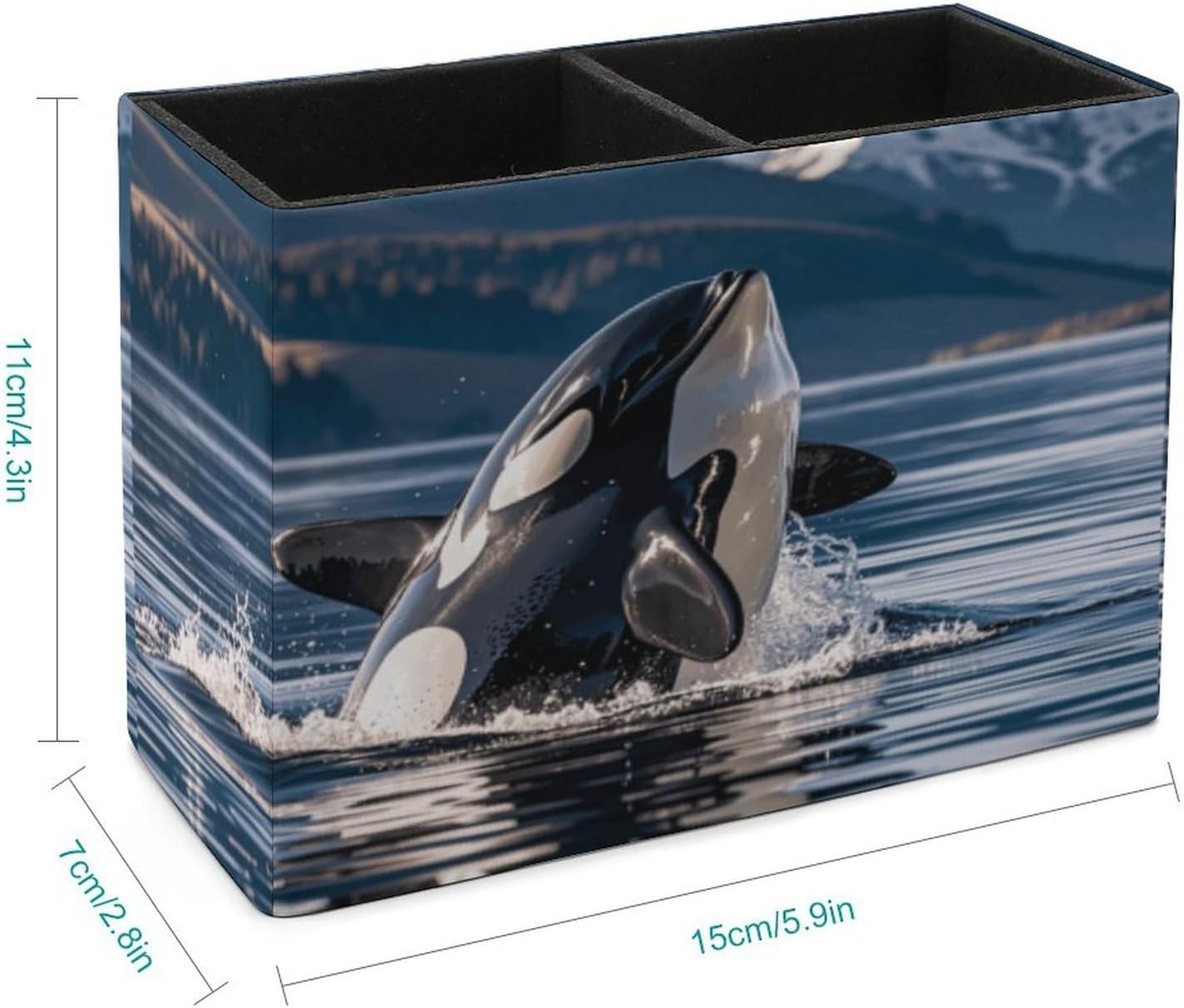 Rectangle Pen Holder Orca Whale Desk Organizer Pencil Cup image 2