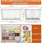 Large Freezer Organizer Bins，Upgraded Bottom Leak-Proof net，Fit 5 to 9 Cu Ft Chest Freezer，4 Pack， Expandable Stackable Chest Freezer Containers with Handle (White-4P)