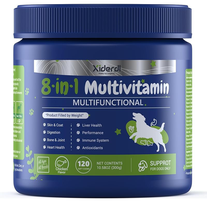 Multivitamínico para Cães com Glucosamina, Condroitina, MSM e Probióticos xiderdl – 120 Unidades