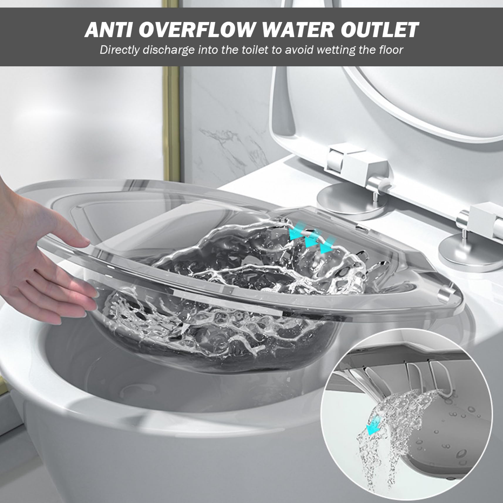 Sitz Bath Portatile sopra Il Water Bidet da Viaggio Anti-traboccamento 14x15x4 Pollici Bidet Accessorio per emorroidi Postpartum Private Care (Grigio Trasparente) Accessorio per Water
