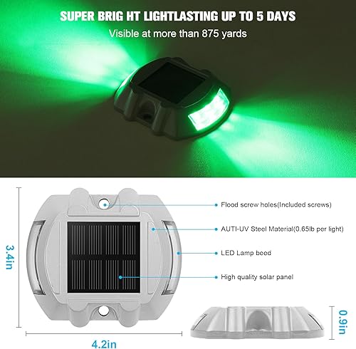 Miniatura 42 de VOLISUN - Luces solares para cubierta, para muelle de entrada, paquete de 16 luces led IP67 impermeables para exteriores, de advertencia para Blanco