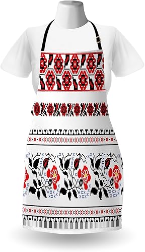 Miniatura 2 de Lunarable Delantal de gato, gatito de moda con anteojos en forma de corazón e ilustración de cinta para adolescentes, babero de cocina unisex con