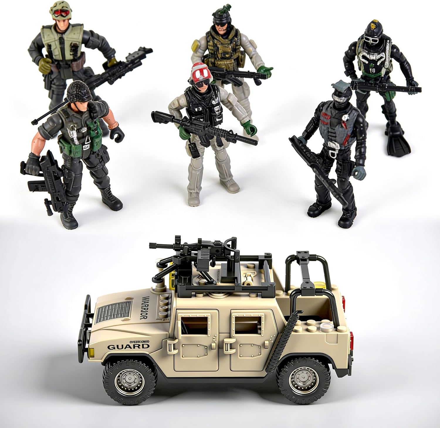 Military Base Army Playset with Special Operations Figures,Marine Corps and Assault Vehicles, Drones, Robot Dogs, Building Set for Ages 6-12