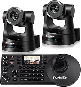 FoMaKo PTZ Camera HDMI 20x Optical Zoom, AI Auto-Tracking Gen 3, PoE,for Church Worship, PTZ Camera Controller (PTZ Bundle FMK20SDIx2+KC608) BH202,Black Color asin的图片