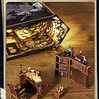Vista 4 de Rompecabezas de madera 3D con caja de música de luz sensor, kit de montaje de rincón de libros en miniatura, kit de montaje de rincón de libros