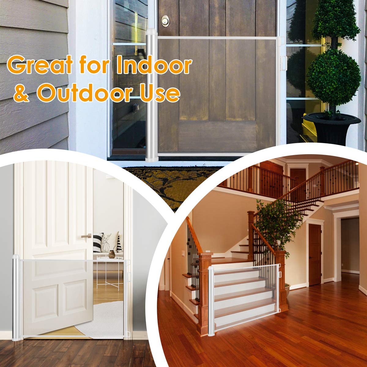 Tech Deals 🔥 Costzon Baby Mesh Retractable Gates, Extra Wide Flexible Extension Safety Gate/Pet Dog Gate for Stairs/Doors/Hallways, Waterproof Rustproof Aluminum Pets Gate (White)