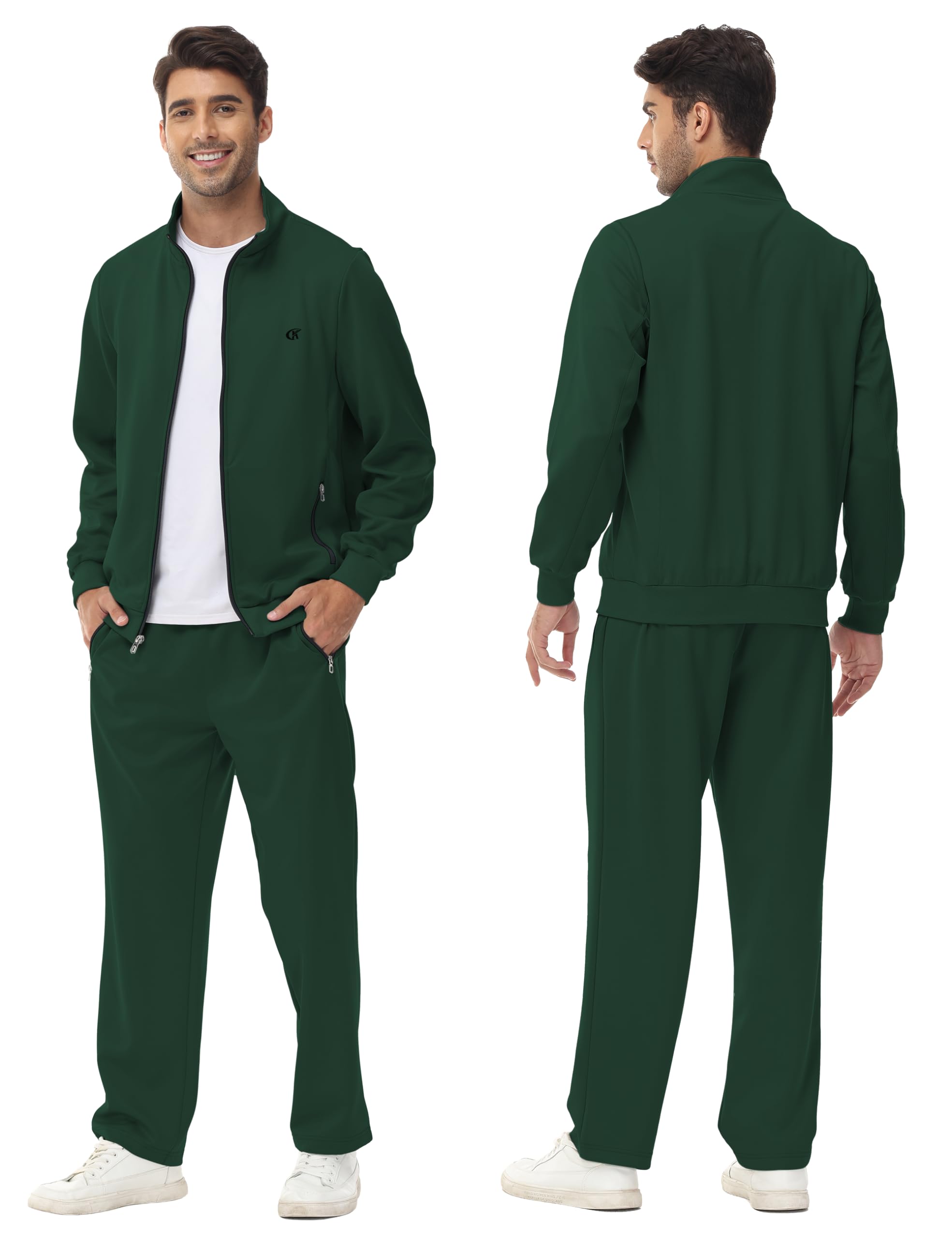 Huayuzh Chándal para hombre de 2 piezas, juego de chándal deportivo con cremallera para correr, fitness, gimnasio, casa